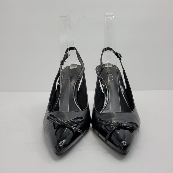 Ralph Lauren Pointed Toe Heels Women's Black Leather Shoes US Size 7B - Picture 3 of 9